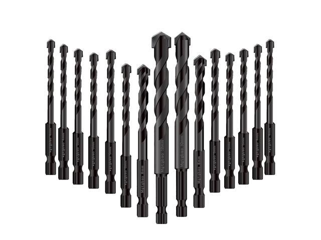 8 Mgtgbao Ceramic Tile Drill Bits Carbide Tip for Glass Brick 8,10,12mm. 【New type】6pcs Black Masonry Drill Bits Set Plastic and Wood with size 6 6 Tile Concrete 
