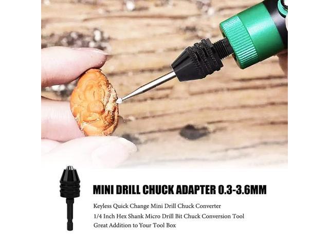 1/4"Mini Power Keyless Drill Bit Chuck Adapter Converter Conversion 0.3-3.6mm A 