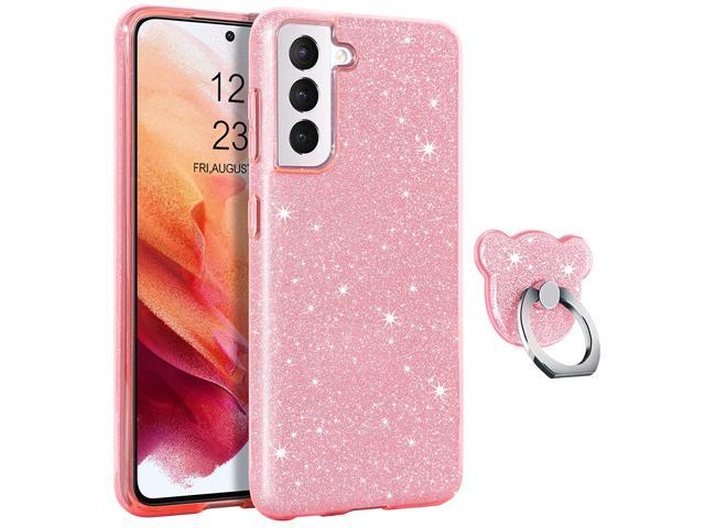 JAME for Samsung Galaxy S21 Ultra Case Slim Soft Bumper Protective Case for Samsung S21 Ultra Case Pink NOT for S21 or S21 Plus with Invisible Ring Holder Kickstand for Galaxy S21 Ultra Case 