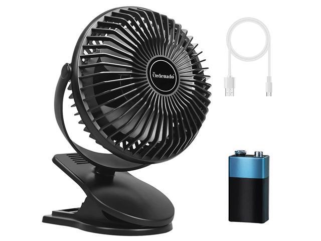 Black 8 Inch Desk Fan 3 Speeds Trekoo USB Table Fan Rechargeable Battery 