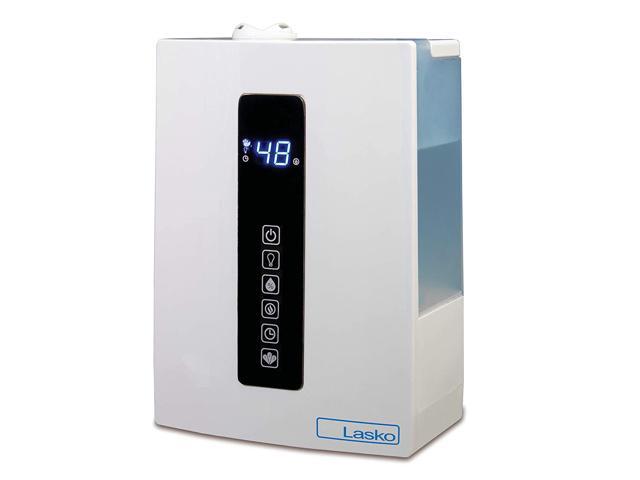 Lasko LA10008 UH300 Warm and Cool Humidistat and Timer, Quiet and Soothing Ultrasonic Dual Mist Humidifiers for Baby Nursery, Bedroom, Kids, Large Room and Home, 4.9L Tank, No Filter, White