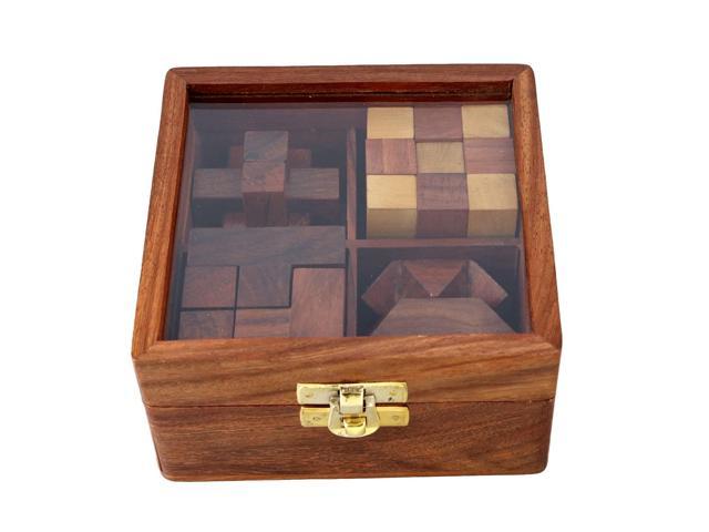 Ajuny 4 in One Wooden Puzzle Games Set 3D Puzzles For Teens And Adults Gifts 