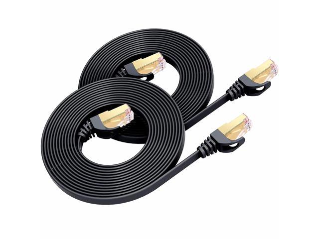 Cat6 Ethernet Cable 10 Ft 2Pack, Outdoor&Indoor, 10Gbps Support Cat8 Cat7  Network, Heavy Duty LAN Internet Patch Cord, Solid Weatherproof High Speed