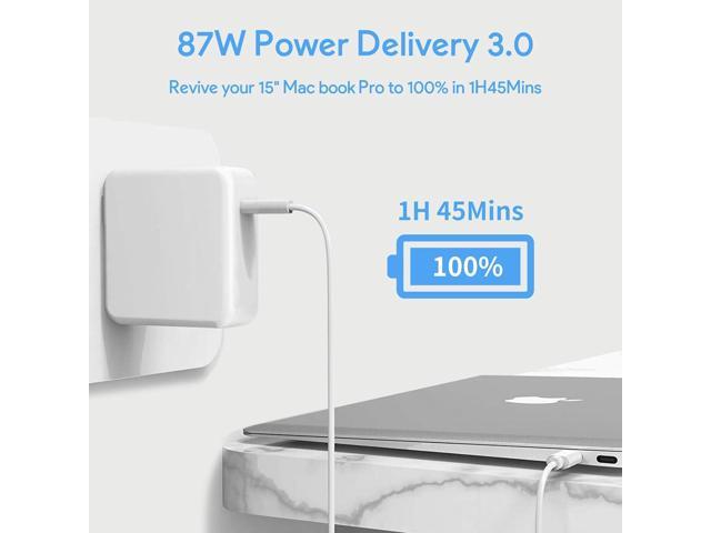 Mac Book Pro Charger - 87W USB C Power Adapter Compatible with 13/14/15  Inch After 2016, for Mac Book Air After 2018, Works 70W 67W 61W 30W 29W