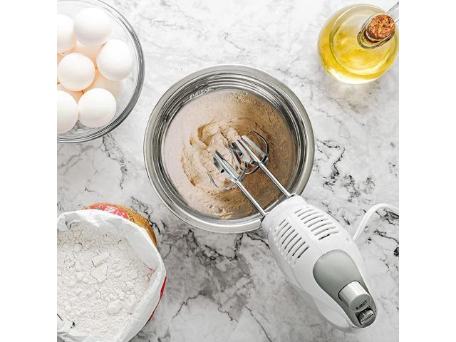 Zell Portable 5 Speed Mixing Electric Hand Mixer With Stainless Steel Whisk  Beater Attachments & Snap Storage Case, Compact Lightweight 150 Watt Powerful  Blender For Baking & Cooking, White 