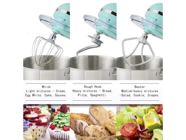 Zell Stand Mixer , 5.8 qt Stainless Steel Mixer with Dough Hook, Mixing Beater, Wire Whip, DishwasherSafe, 6+P Speeds Tilthead Kitchen Dough Mixers Fo