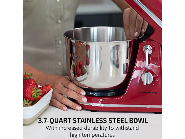 Ovente Electric 6-Speed Kitchen Stand Mixer with 3.7-qt Stainless Steel Mixing Bowl