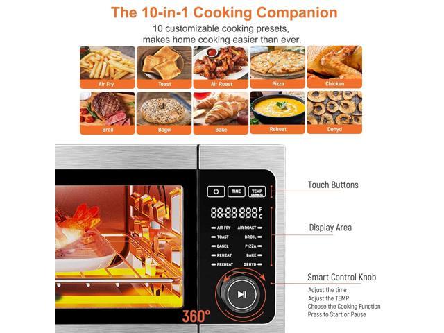 Air Fryer Toaster Oven Combo - Fabuletta 10-in-1 Countertop Convection Oven  1800W, Flip Up & Away Capability for Storage Space, Oil-Less Air Fryer