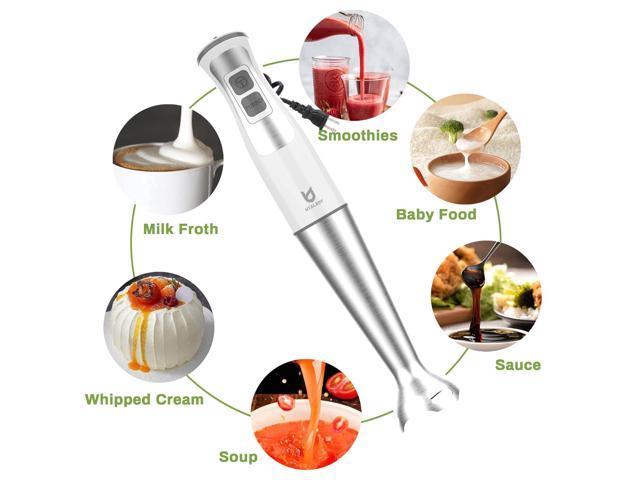 Hand Blender 500W 3-in-1 Multifunctional Electric Immersion Blender 8  Variable speed Stick Batidora Emersion Mixer, 600ml Mixing Beaker, Whisk  Attachment, BPA Free 5 Core 