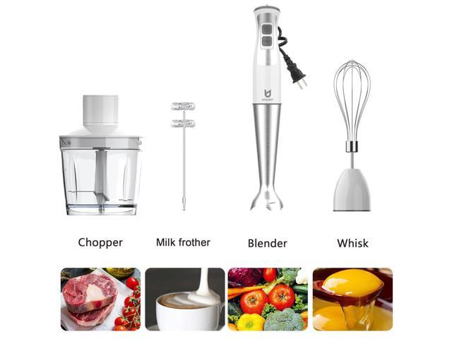 Zulay Kitchen Immersion Blender 500W Stainless Steel Whisk and Frother  Attachments 8 Speed - Green