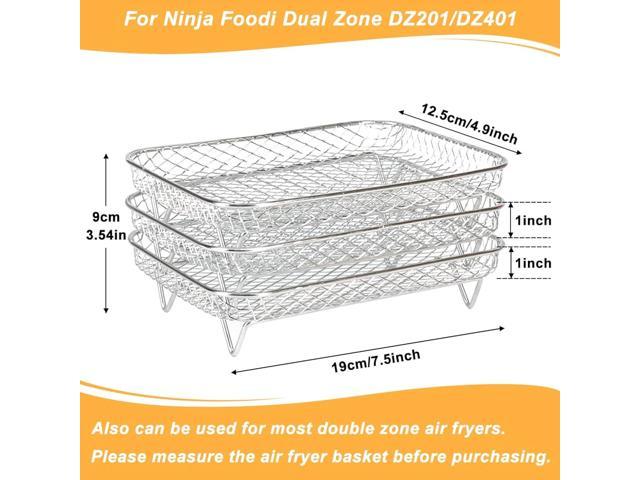 3Pcs Stackable Air Fryer Rack Compatible with Ninja Dual Air Fryer,  Rectangle Stainless Steel Dehydrator Rack Compatible with Ninja Dual Air  Fryer