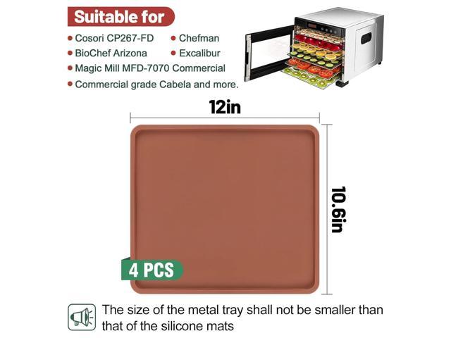 Zell 6pcs Silicone Dehydrator Sheets with Edge, 12.2 x 10.2 inch Silicone Dehydrator Mats Compatible with Cosori Cp267Fd, Nonstick Dehydrator Trays Li