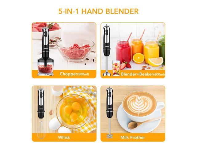 Zell Immersion Blender Handheld, Reinforced 800 Watt 5 Speed Turbo Immersion  Blender, Hand Blender For Shakes And Smoothies, 304 Stainless Steel With  Whisk & Milk Frother Attachments (3In1) 
