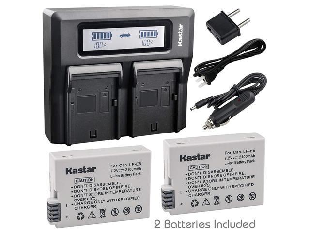 Kastar Fast Dual Lcd Charger 2x Battery For Canon Lp E8 Lpe8 Lc