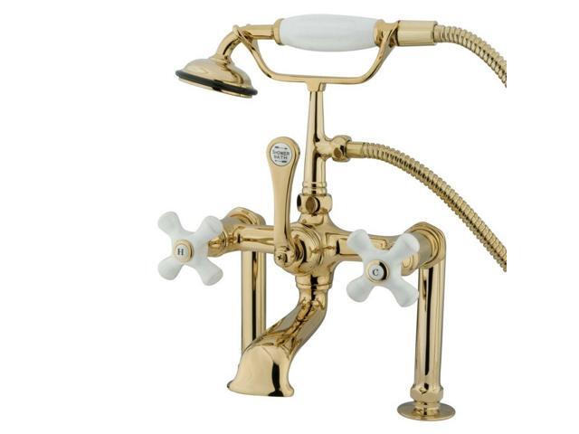 Kingston Polished Brass Deck Mount Clawfoot Tub Faucet With Hand
