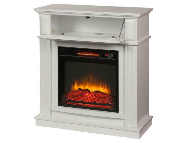 Infrared Electric Fireplace Heater White Led Adjust Flame Tv Stand