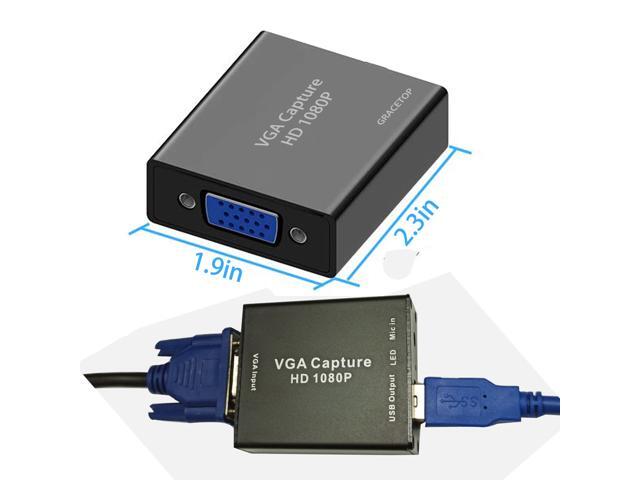VGA Capture Card, VGA to USB Capture Device with Mic input Support Full