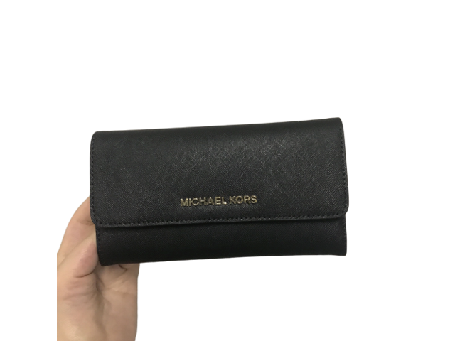 Michael Kors Jet Set Travel Saffiano Leather Large Trifold Wallet Black Newegg Com - 