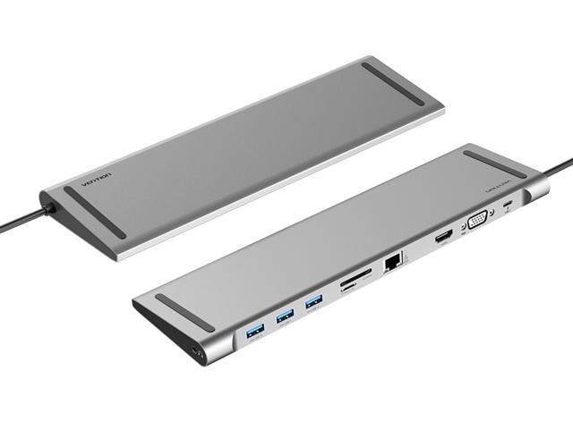 SD//TF Card Reader Silver- 8 in1 hub USB C USB3.0 Type C Adapter with HDMI 4K for MacBook Pro and More Type-C Devices ADLOKO USB C Hub