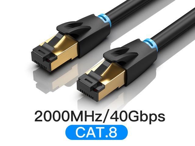High Speed 26AWG Cat8 LAN Network Cable Modem White 40Gbps 2000MHz SFTP Internet Network LAN Cables Xbox PC Laptop with Gold Plated RJ45 Connector for Router Cat 8 Ethernet Cable 6 ft Gaming 
