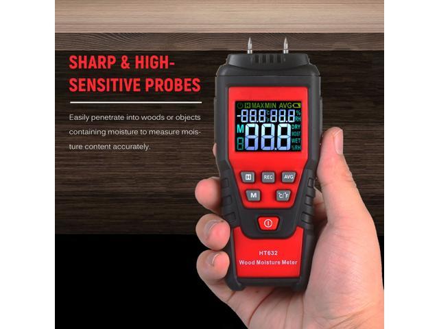 Wood Moisture Meter Digital Wood Humidity Tester Hygrometer Timber Damp  Detector with Pin-Type, Backlit LCD Display, Portable Bag for Detecting  Water Leaks and Moisture in Wood Ceilings Walls 