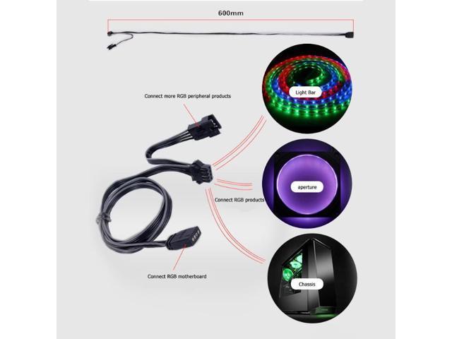 12 V 4 Pin Rgb Connector Cable 60cm Pc Case Fan Led Strip Extension Cord For Gigamicrostarasus 