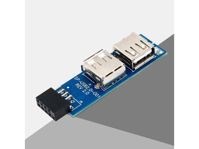 10pcs/lot PC Host Case Internal Motherboard USB 2.0 Hub 9Pin to 2 Port USB A Female Splitter Converter PCB Board Extender Card,Card 