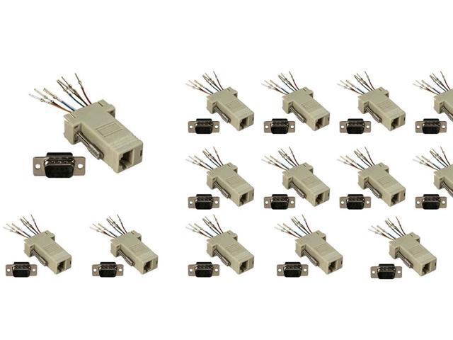20 Lot DB9 Male RJ45 Modular Adapter Serial Extender