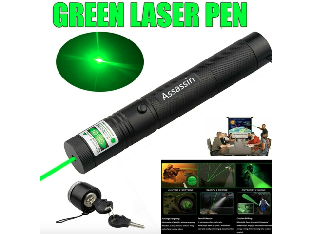 USB Rechargeable Green Laser Pointer Lazer Mini Pen W/ Built-in Battery+Star Cap 