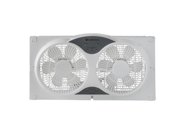 Photo 1 of Comfort Zone 3-Speed 3-Function Expandable Reversible Twin Window Fan with Remote Control, Removable Cover