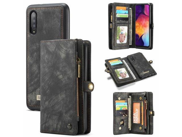 Detachable Zipper Leather Flip Wallet Case Cover For Samsung