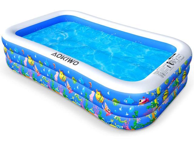 AOKIWO Family Inflatable Swimming Pool, 121" X 71" X 21" Full-Sized Inflatable Lounge Pool Kiddie Pool for Kids, Adults, Infant, Garden, Backyard, Outdoor Swim Center Water Party