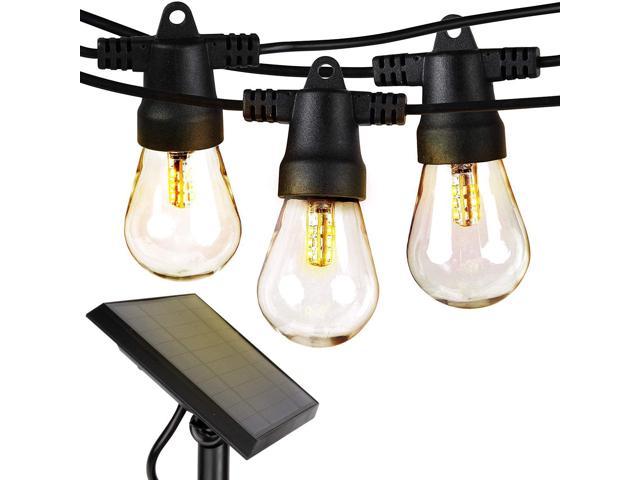 Brightech Ambience Pro - Waterproof Solar Powered Outdoor String Lights - 48 Ft Vintage Edison Bulbs Create Bistro Ambience On Your Patio - Commercial Grade Shatterproof - 1W LED Soft White Light