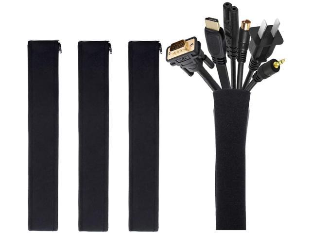 3 Pcs Cable Manager Sleeve Hider Cover Organizer 19.5" Long for TV Computer Wire 
