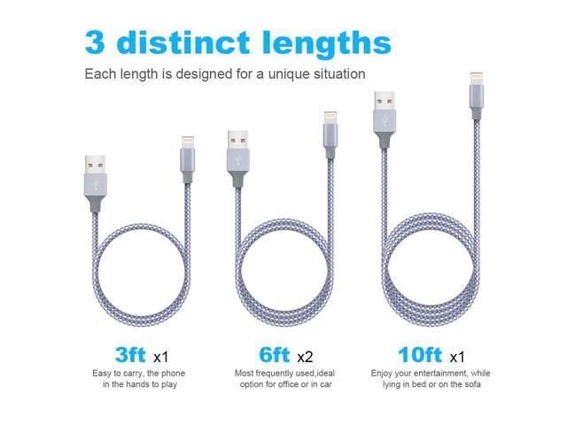 Lightning Cable Iseason iPhone Charger Cables 3Pack 3FT 6FT 10FT to USB Syncing Data and Nylon Braided Cord Charger for iPhone X/8/8Plus/7/7Plus/6/6Plus/6s/6sPlus/5/5s/5c/SE and More Sk-123-YH-Bred-01 BlackRed 