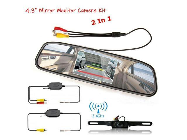 4.3" Mirror Monitor Car Rear View Wireless Backup Reverse Camera IR Night Vision 