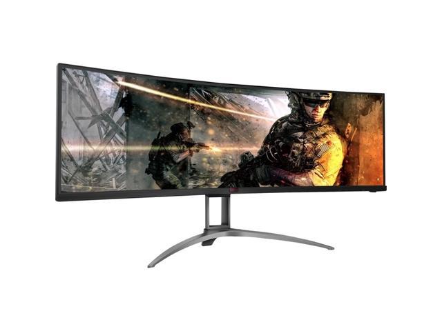 Aoc Agon Ag493ucx 49 Curved Immersive Gaming Monitor Dual Qhd 51x1440 1hz Va Panel 1ms 1hz Adaptive Sync 121 Srgb Height Adjustable 4 Yr Zero Dead Pixels Guarantee Black Silver Newegg Com