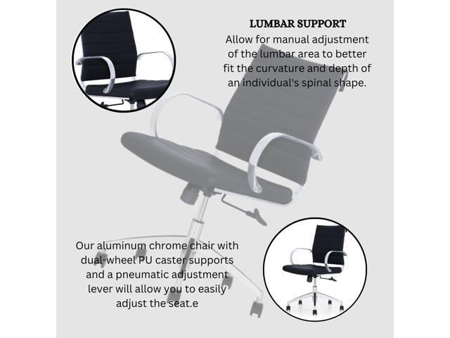 GM Seating Ribbed Mid Back Desk Chair - Lumbar Support, Modern Style E –