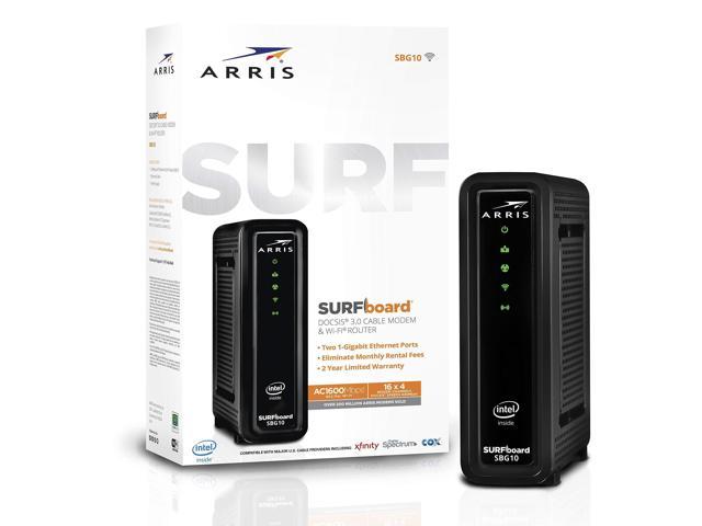 Photo 1 of ARRIS Surfboard (16x4) DOCSIS 3.0 Cable Modem Plus AC1600 Dual Band Wi-Fi Router, 686 Mbps Max Speed, Certified for Xfinity, Spectrum, Cox & More (SBG10)