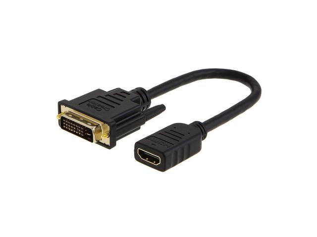 Photo 1 of hdmi to dvi cable, cablecreation 0.5 feet hdmi female to dvi24+1 male adapter cable, gold plated hdtv to dvi cable, support 1080p,3d, 0.15m/black