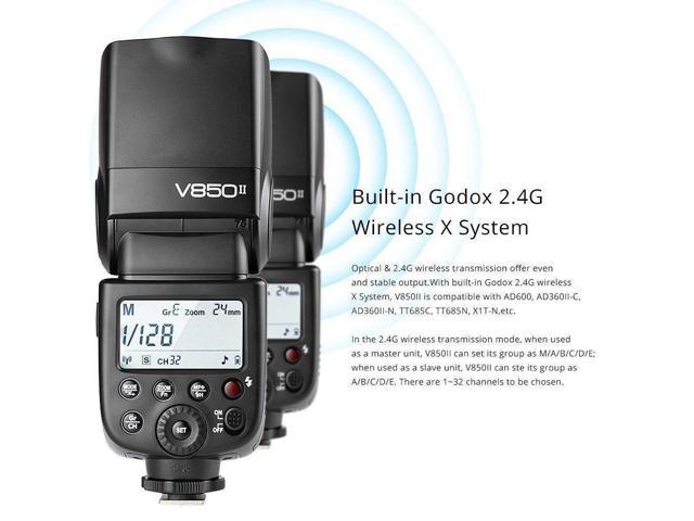 Godox V850II Ving GN60 2.4G 1/8000s HSS Camera Flash Speedlight with 2000mAh Li-ion Battery Features 1.5s Recycle time and 650 Full Power Pops Compatible for Canon Nikon Pentax Olympas 