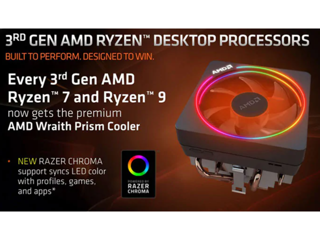 Genuine AMD Wraith Prism LED RGB Cooler Fan for Ryzen 7 2700X / 3700X /  3800X and Ryzen 9 3900X 3900XT 3950X Processors