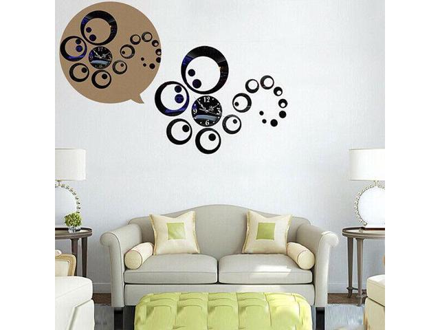 Us Diy Large Wall Clock 3d Mirror Surface Sticker Stylish Modern Home Decor Cool Newegg Com