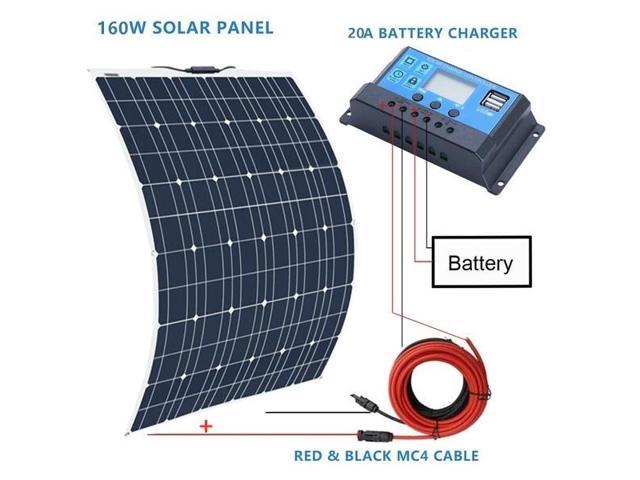 Xinpuguang 160w Flexible Solar Panel Kit System 20a Controller For Rv Boat Car 12v Battery Charging