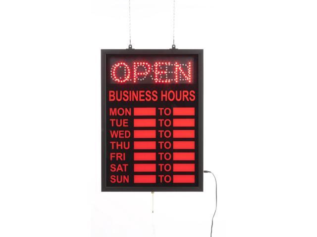 Neon Open Sign with Hours of Operation, Lighted Business  
