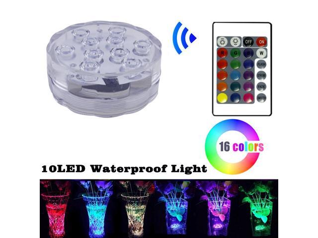 RGB Color Changing for Party Glass Vase Decor Halloween Christmas Home Decoration Accent Lighting 4Deng1 Set of 10 LUXJET Waterproof Submersible LED Lights Wedding Tea Light Remote Controlled