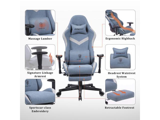 Breathable Fabric High Back Adjustable Swivel Task Chair with Footrest Blue Dowinx Gaming Chair Office Chair with Massage Lumbar Support