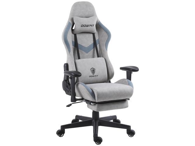 Dowinx Gaming Chair Breathable Fabric Office Chair with Massage Lumbar Support, High Back Ergonomic Computer Chair Adjustable Swivel Task Chair with Footrest (Grey)