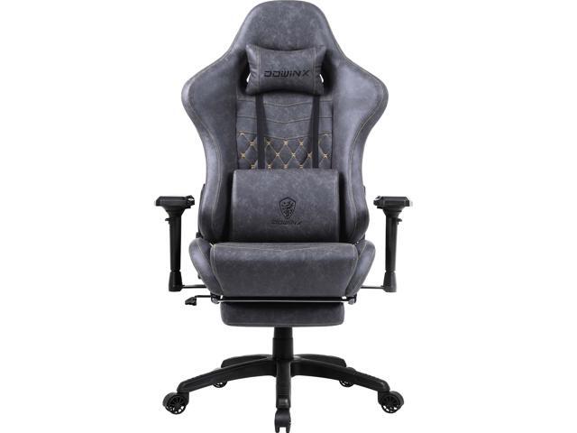 Dowinx Big and Tall Gaming Chair with Massage Lumbar Support High Back 4D Armrest Adjustable Computer Chair with Footrest Swivel Office PC Chair, Grey