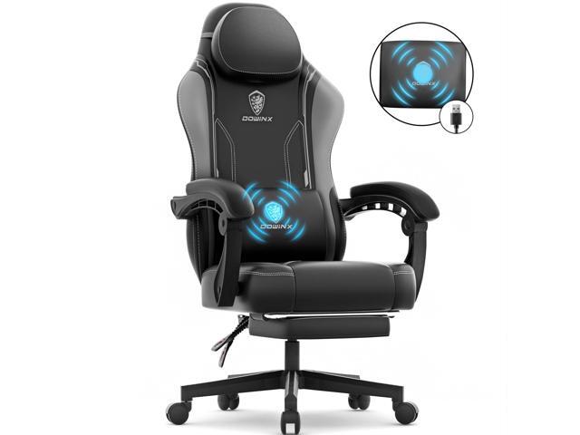 Dowinx Gaming Chair with Pocket Spring Cushion, Ergonomic Computer Chair with Footrest and Lumbar Support for Office or Gaming, Grey